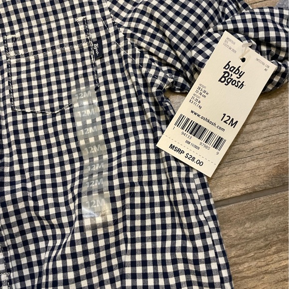 BNWT Navy Blue and White Checkered Button Down Onesie - Picture 2 of 2